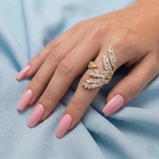 Golden Marquise Leaf Ring