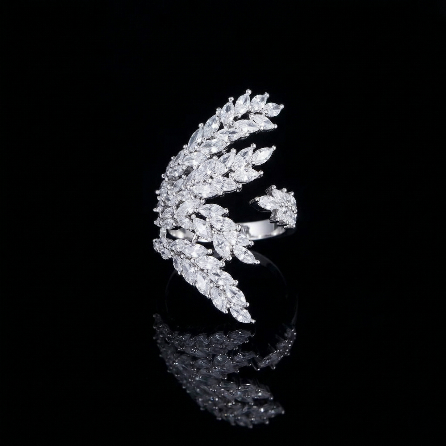 Silver Marquise Leaf Ring