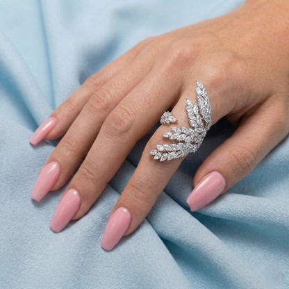 Silver Marquise Leaf Ring
