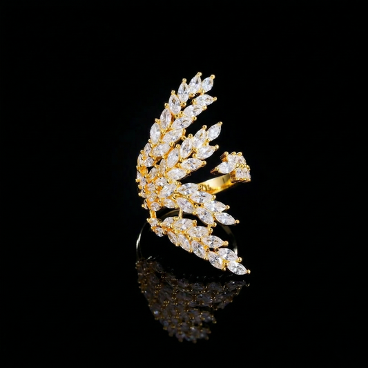 Golden Marquise Leaf Ring